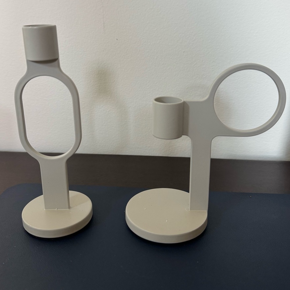 Blu Dot Modern Gray Candle Holders